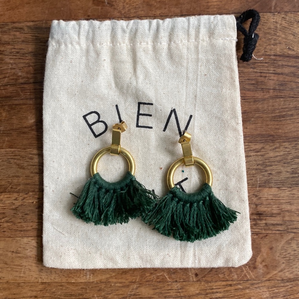 Madewell Hunter Green Fringe Earrings